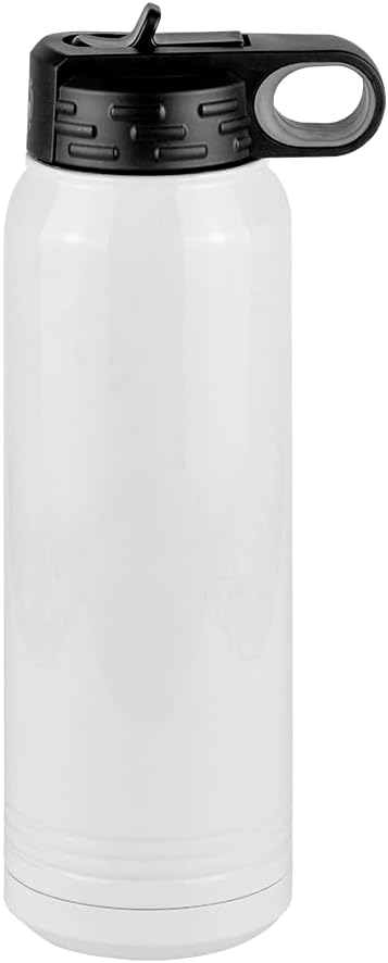 Hockey Mom Water Bottle, Messy Bun, White 30 oz Polar Camel with Straw Lid, Stainless Steel, Vacuum Insulated