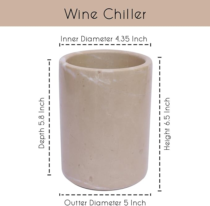Marble Wine Chiller- Premium Wine Chiller Bucket- Perfect Wine Bottle Chiller- Keep Your Champagne Chiller and Safe- Easily Holds 750ml Bottle - Wine Cooler (Virona)