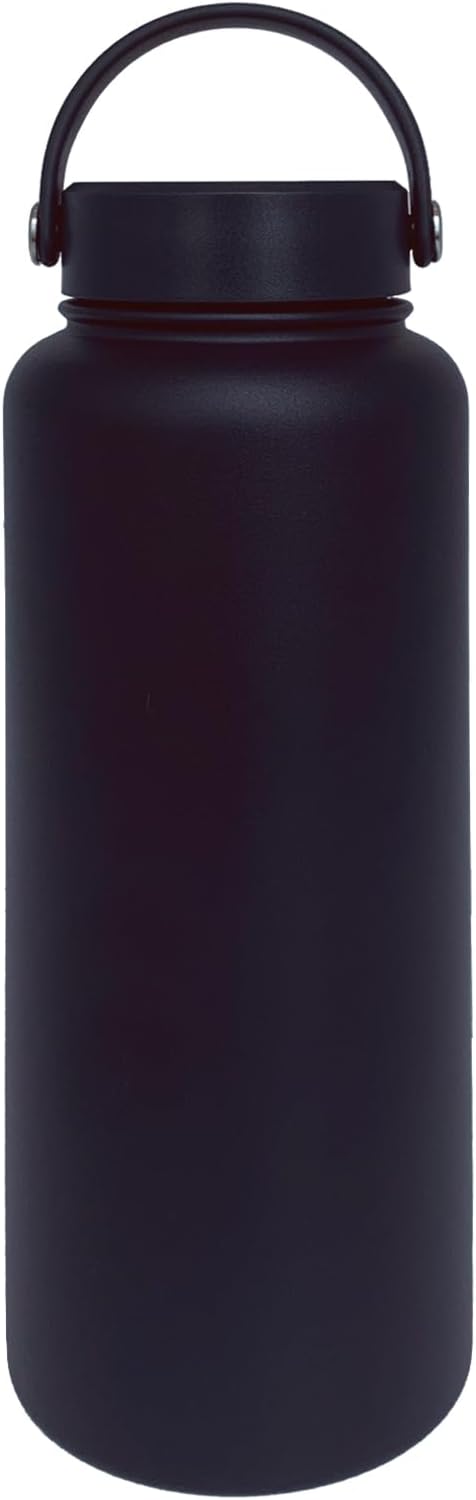 40oz Insulated Water Bottle ,Stainless Steel Sports Water Cup Flask with 2 Lids, Wide Mouth Travel Thermal Mug,Outdoor Sports Bottle(Blue Black)
