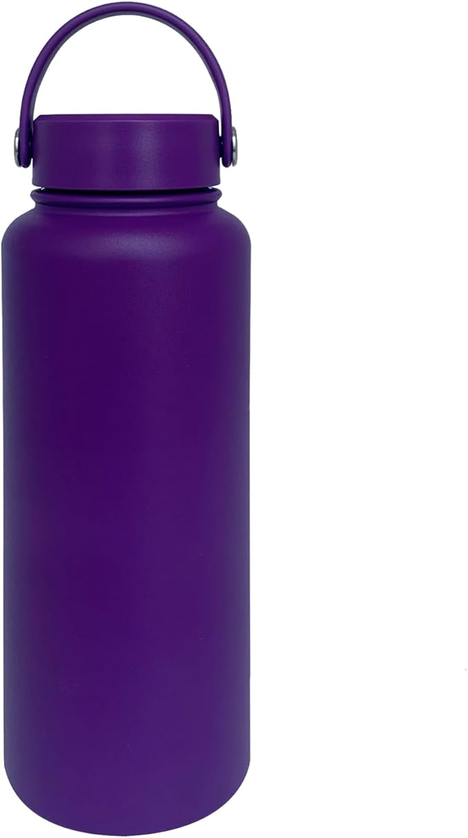 40oz Insulated Water Bottle ,Stainless Steel Sports Water Cup Flask with 2 Lids, Wide Mouth Travel Thermal Mug,Outdoor Sports Bottle(Purple)