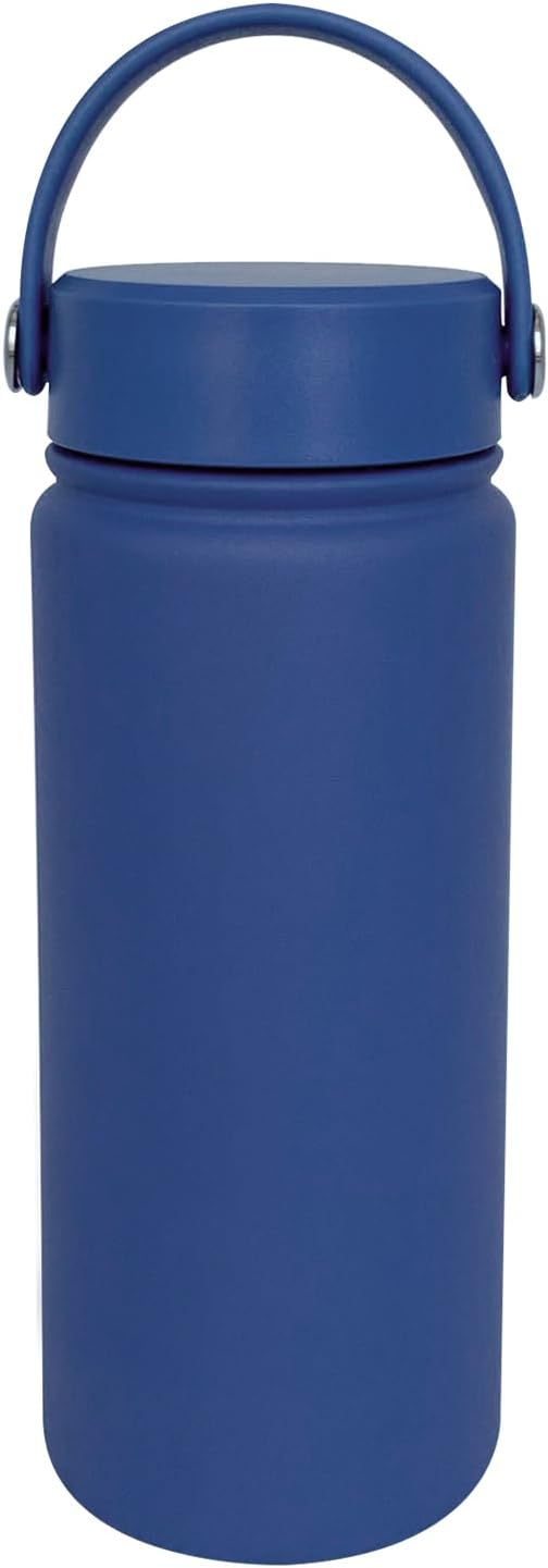 18oz Insulated Water Bottle ,Stainless Steel Sports Water Cup Flask with 2 Lids, Wide Mouth Travel Thermal Mug,Outdoor Sports Bottle(Dark Blue)
