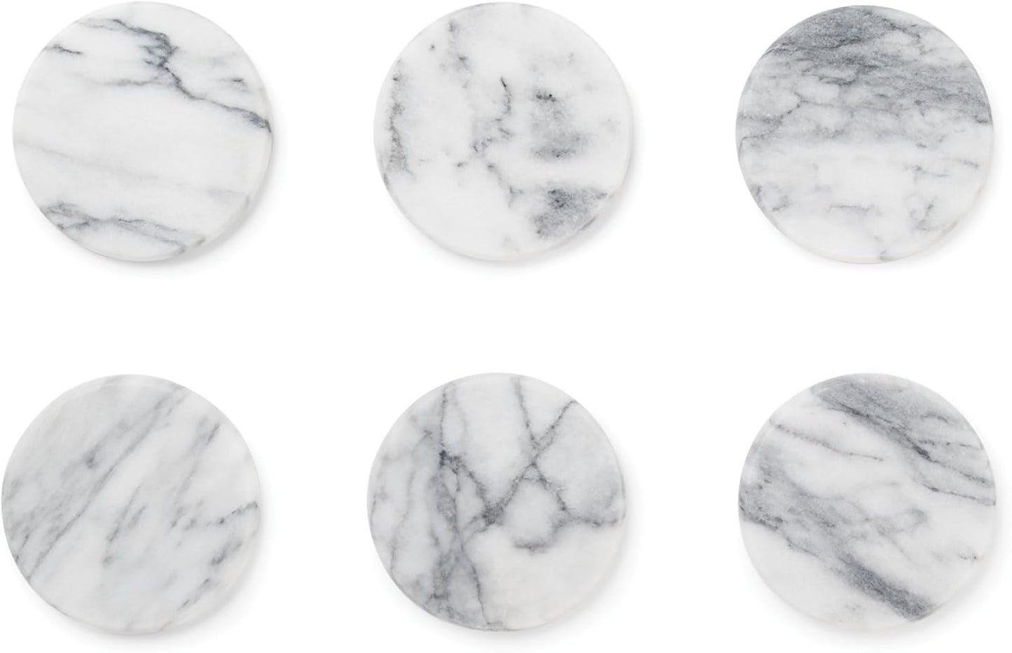 Fox Run 48749 Natural White Polished Marble Stone Coasters, Set of 6