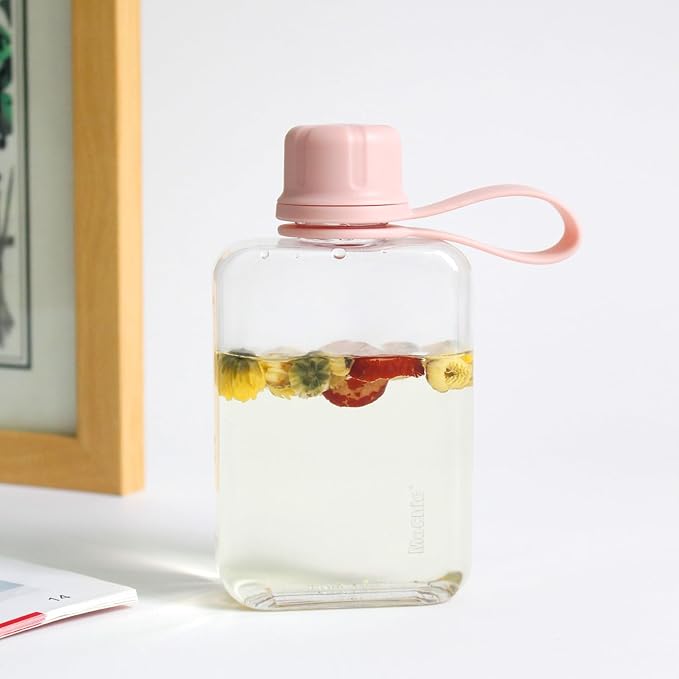 MoChic Flat Water Bottle Portable Slim Water Bottle Design BPA Free Wallet Water Bottle Can be Put into Small Pockets, Makeup Bags and Handbags, Suitable for Travel,Work and Outdoor Sports 17oz(white)