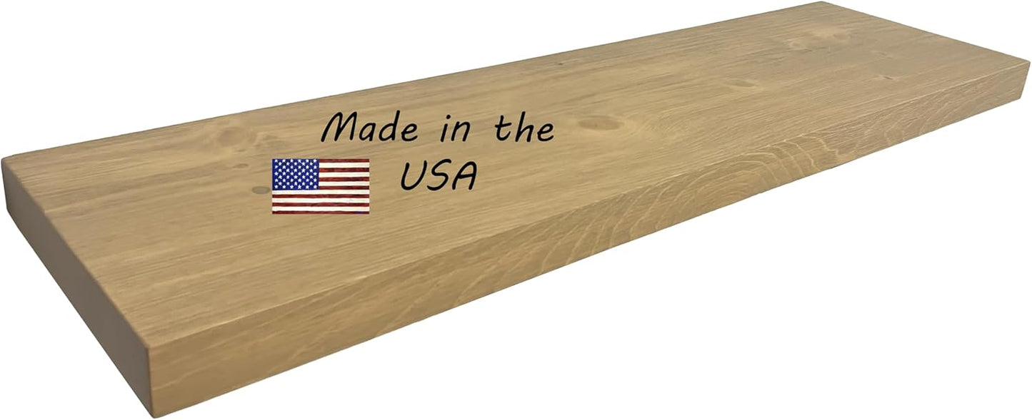 Joel's Antiques 42 Inch Wooden Floating Shelves for Wall - 42x12x2 in - Made of Natural Wood - Long Heavy Duty Rustic Wall Shelves for Bedroom - Perfect for Living Room, Kitchen - Natural