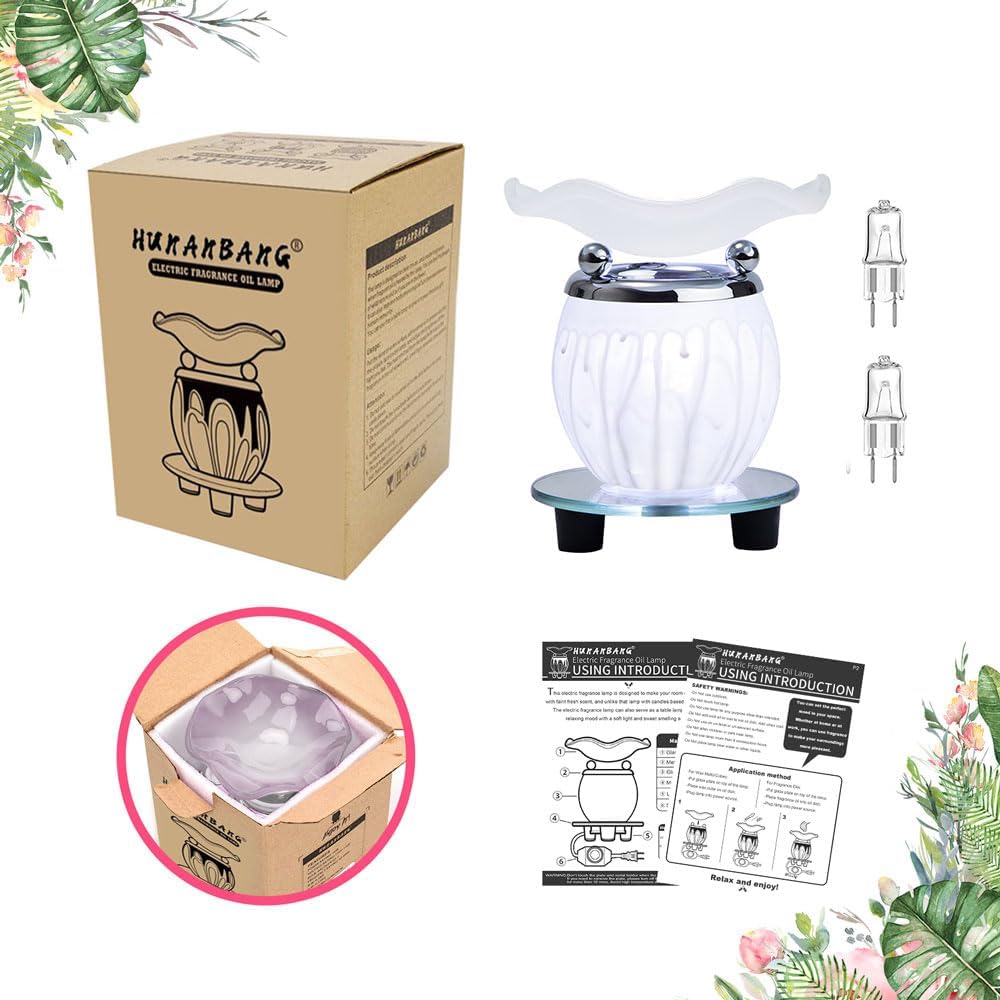 HUNANBANG Electric Oil Melt Warmer Electric Wax Melt Warmer Wax Melter Fragrance Oil Warmer Burner(White2)