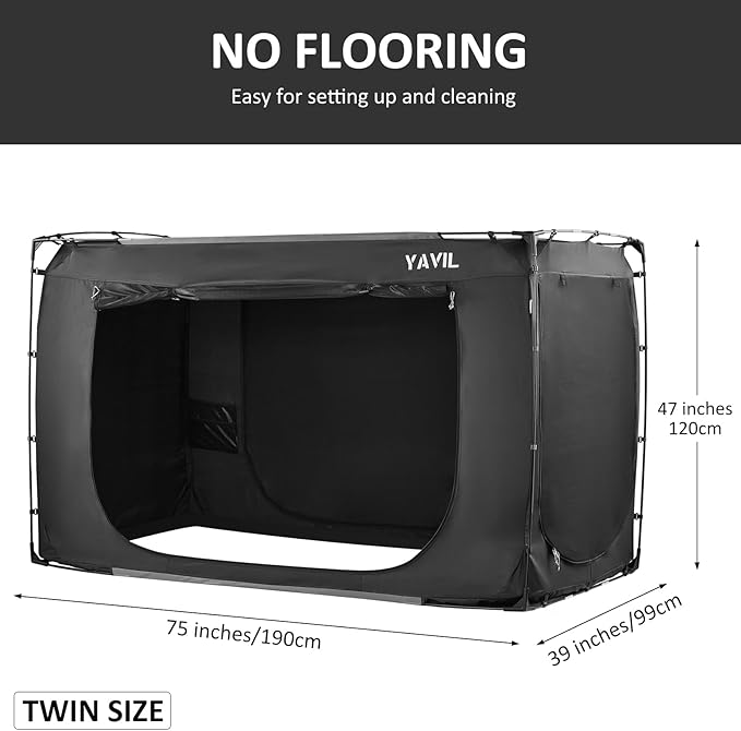 Bed Tent Bed Canopy Twin Size, Portable Sleeping Tents Dream Tents Indoor for Kids and Adult, Blackout 70% Breathable Privacy Space on Bed with Three Doors (Mattress Not Included)…