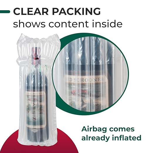 IDL Packaging Inflated Wine Bags for Travel, Pack of 5 - Reusable Air Column Bags for up to 750 ml Bottles - Wine Bottle Protector for Packing, Travel and Shipping - Glass Cushioning