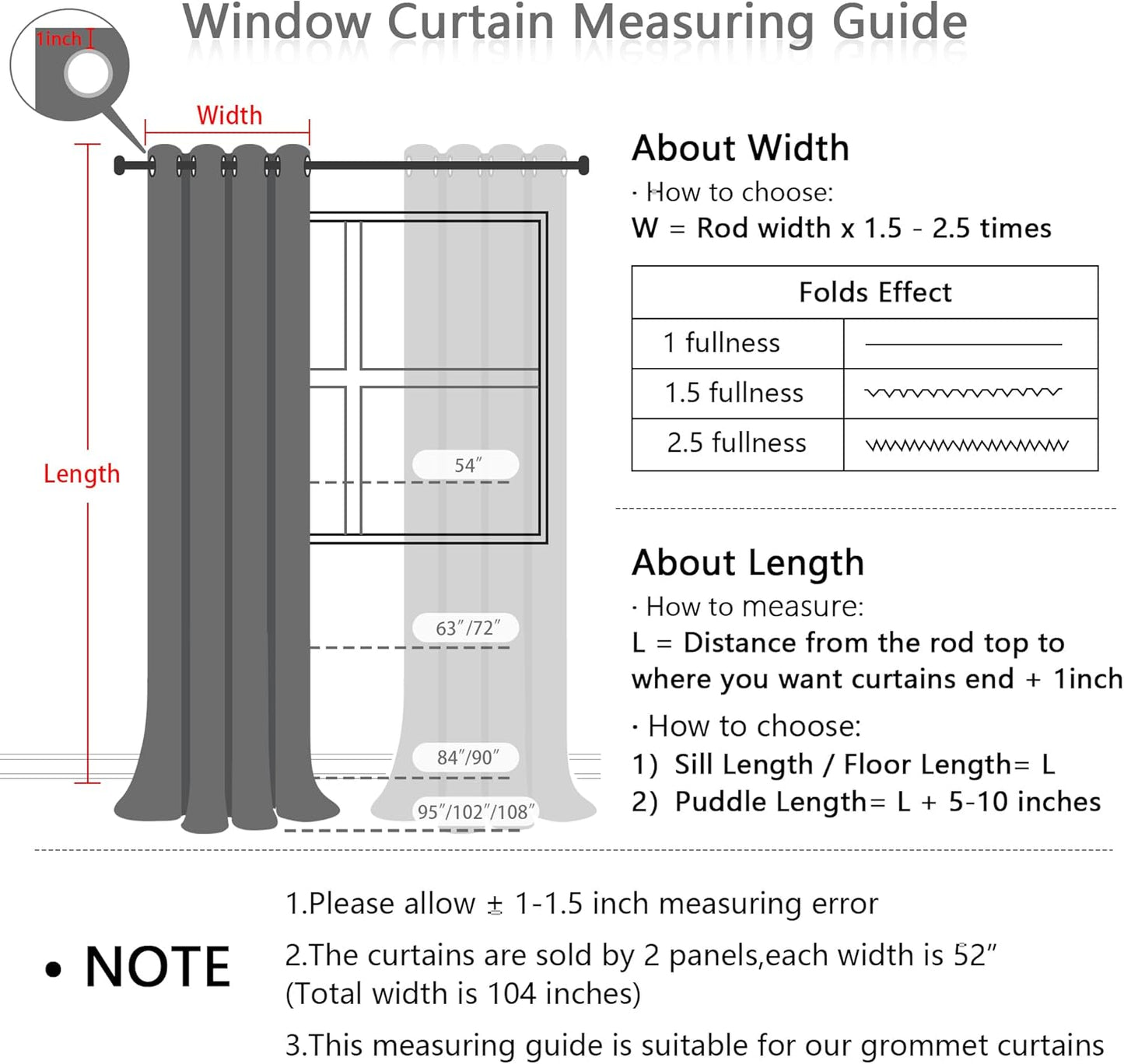 MYSKY HOME Blackout Curtains for Kids Bedroom 100% Light Block Out Thermal Insulated Curtain 63 Inches Grommet Room Darkening Curtains Privacy Window Drapes with Black Pom Pom Sheers,2 PCS, 52" x 63"