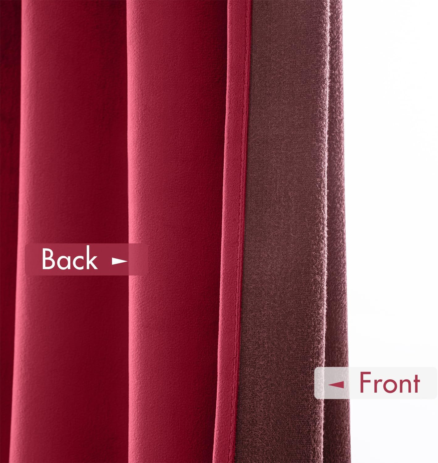 MIULEE Berry Velvet Curtains Thermal Insulated Blackout Curtain Drapes for Bedroom Living Room Darkening 108 Inches Long Curtains Panels Rod Pocket Set of 2