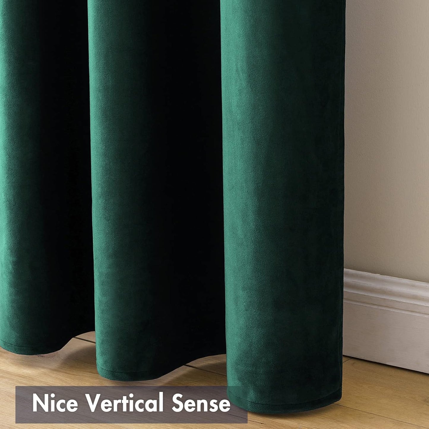 MIULEE Dark Green Velvet Curtains Thermal Insulated Blackout Curtain Christmas Emerald Green Drapes for Bedroom Living Room Darkening 90 Inches Long Curtains Panels Rod Pocket Set of 2