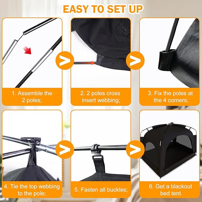 Bed Tent - Portable Indoor Privacy Dream Tents Bed Canopy for Kids and Adults, 80% Blackout Sleeping Tents for Bed, Breathable Privacy Space with 2 Doors,Phone & Pad Holders Inside