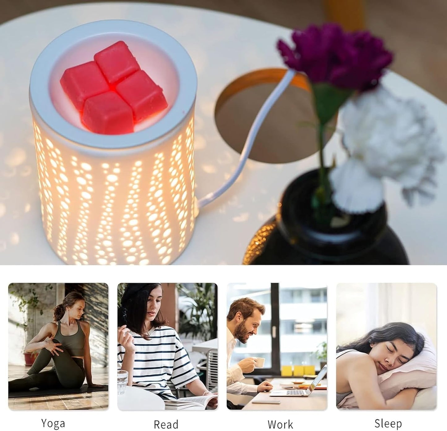 PALANCHY Wax Melt Warmer Ceramic Oil Burner Electric Candle Wax Warmer Burner Melter Fragrance Warmer for Home Office Bedroom Aromatherapy Gift & Decor 2 Bulbs Included Gift Box Packaged