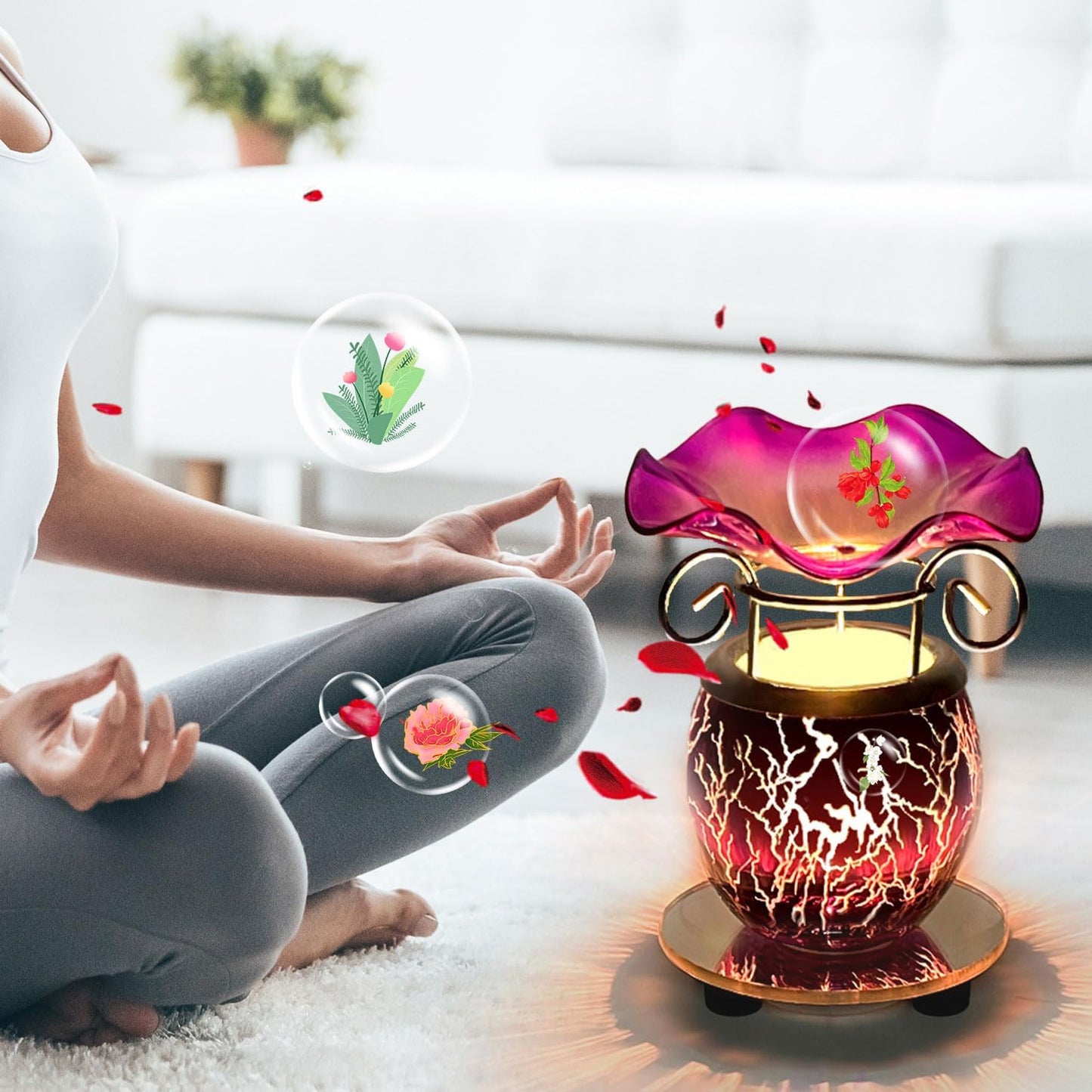 HUNANBANG Electric Scented Wax Warmer - Auto Off Timer Candle Wax Melt Warmer Fragrance Burner, Lightning-Purple