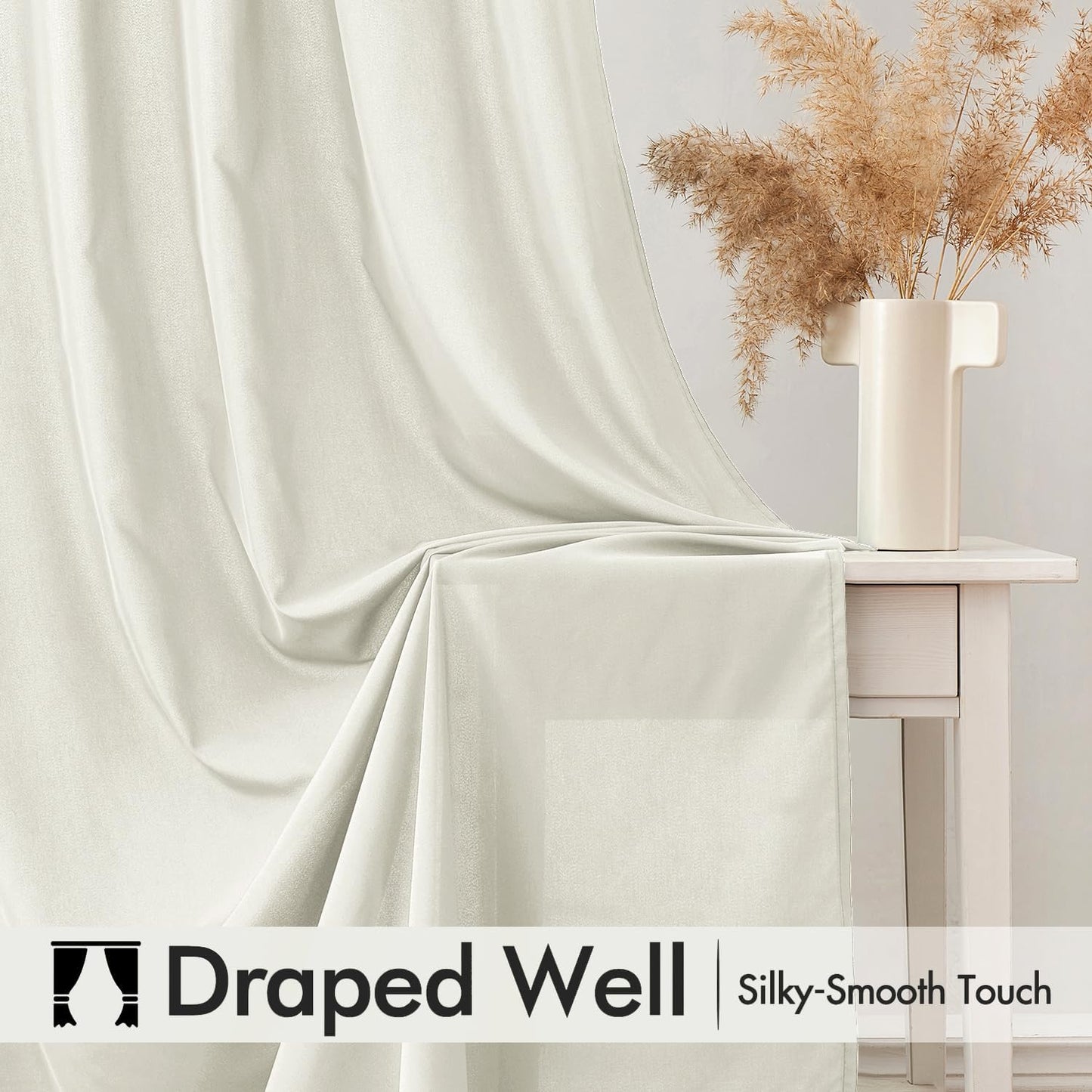 MIULEE Ivory Privacy Sheer Curtains That Let Light in 84 Inches Long Non-See-Through Semi Sheer Curtain Light Filtering Window Curtains Drapes for Living Room Bedroom 2 Panels Set 42 X 84