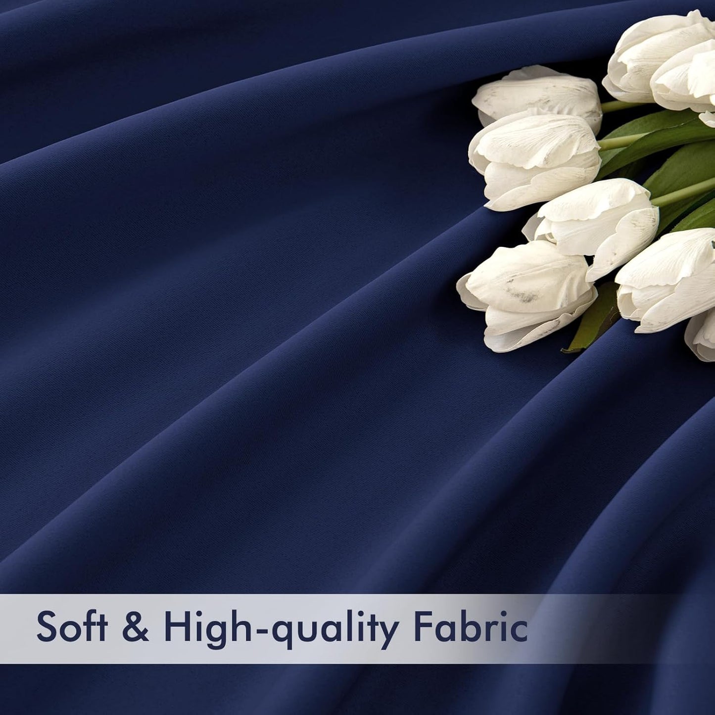 MIULEE Navy Blue Back Tab Blackout Curtain 96 Inch Long 2 Panels Set for Bedroom, Rod Pocket/Pinch Pleat Thermal Insulated Living Room Darkening Pleated Light Blocking Floor to Ceiling Drape