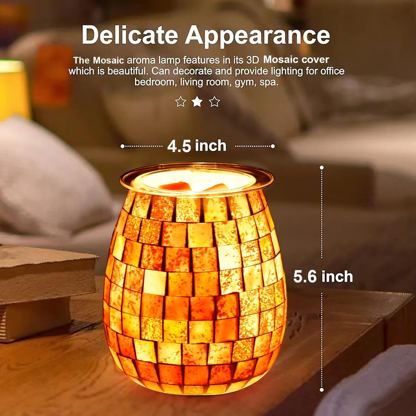 Dicimi Glass Wax melt Heater, Mosaic Electric Fuel Burner, Candle Wax melt Romantic Fragrance Heater Essential Oil Burner, Suitable for Gifts, Home Decoration(Platinum Cube)