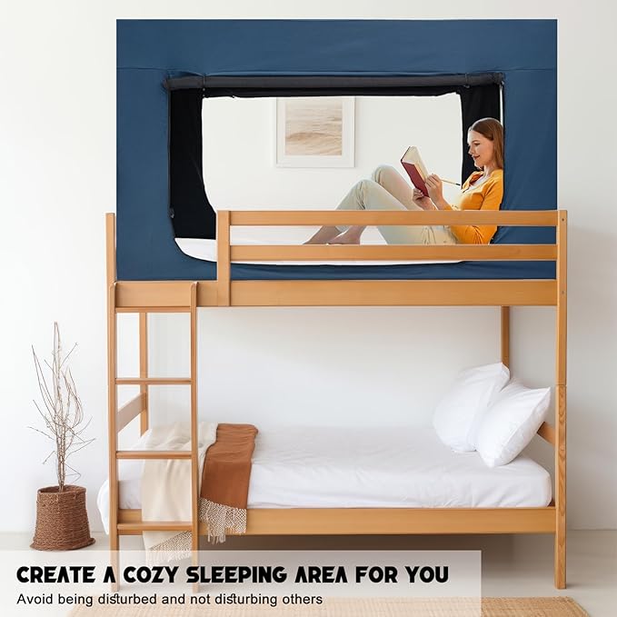 Bed Tent Bed Canopy Twin Size Tents for Adult and Kids - Portable Sleeping Bed Tents 80% Blackout with 4 Doors Breathable Private Space Tents(Mattress Not Included)