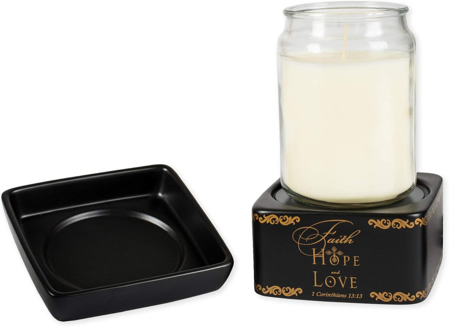 Elanze Designs Faith Hope Love Ceramic Stoneware Electric 2 in 1 Jar Candle and Wax and Oil Warmer