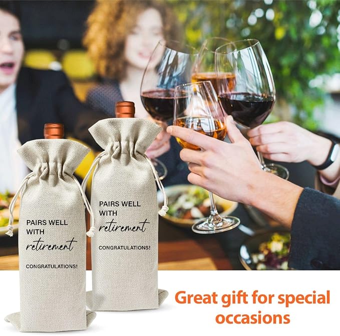 Retirement Wine Bag For Retirement Parties, Goodbye Farewell Leaving Gifts For Best Friend Colleagues Coworkers Boss Retirees, Retired Gift Idea Wine Bag, Happy Retirement Party Decoration