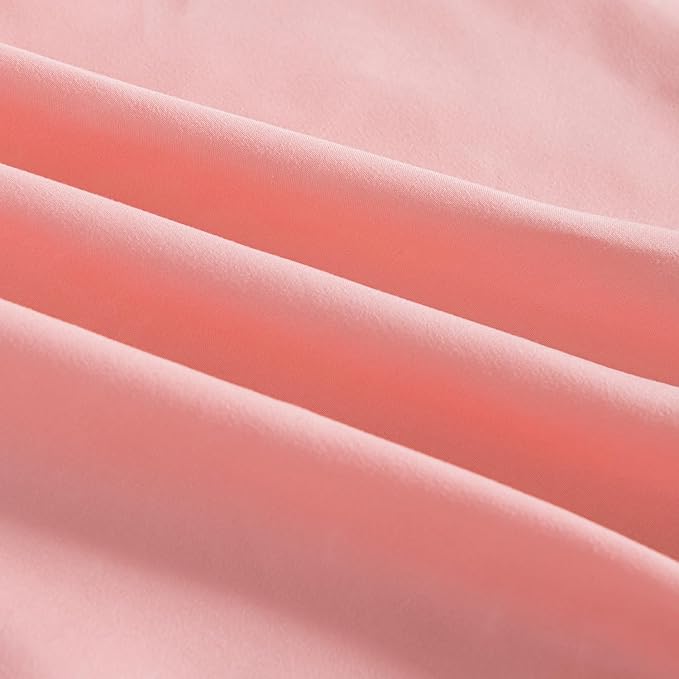 Bed Skirt Full Size Ruffled Bed Skirts with Split Corners, 14 Inch Drop Dust Ruffle Bed Skirt with Platform, 14 Inch, Blush