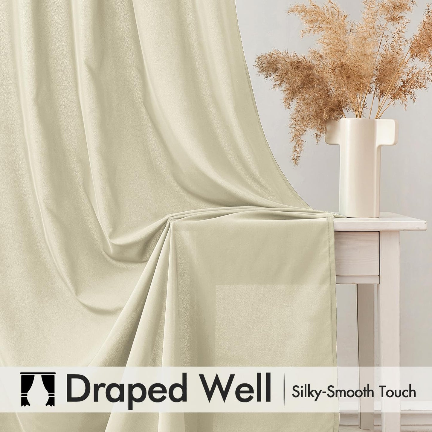 MIULEE Cream Beige Privacy Sheer Curtains That Let Light in 63 Inches Long Non-See-Through Semi Sheer Curtain Light Filtering Window Curtains Drapes for Living Room Bedroom 2 Panels Set 42 X 63