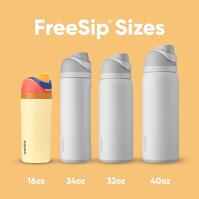 Owala Kids FreeSip Insulated Stainless Steel Water Bottle with Straw, BPA-Free Sports Water Bottle, Great for Travel, 16 oz, Misty Horizon