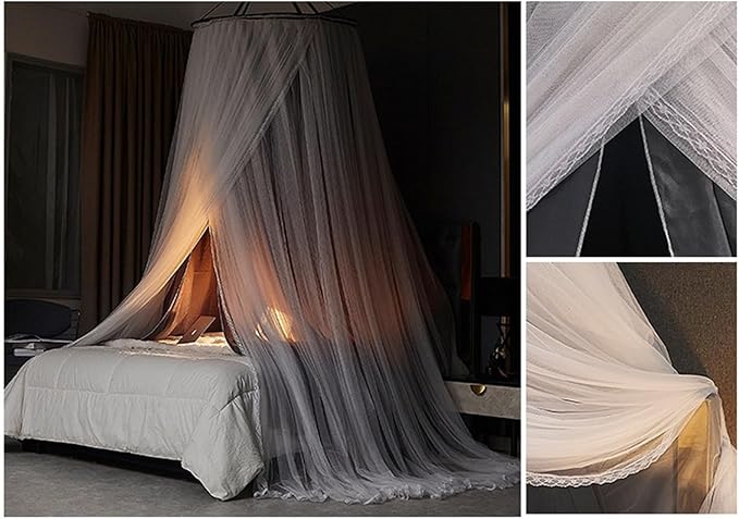 Luxury Double Layers Bed Canopy Mosquito Net for Girls Bed Kids Room Hanging Bed Canopy Tent for Girls Boys Reading Nook Canopy for Girls Bedroom (XL Double Layers - Gray)