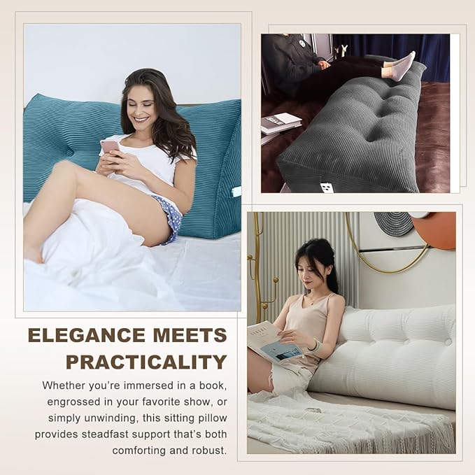 Headboard Pillow - Queen-Sized Headboard Wedge Pillow for Daybeds and Bunk Beds - Durable, Comfortable, with Removable Velvet Cover (Navy blue, 54x20x8Inches)