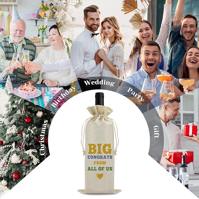 Sfodiary New Baby Gift Wine Bag Birthday Gift for Her Him Wine Gift Bags Promotion Gift for Coworker Wedding Gift Housewarming Gift for Friends Christmas Gift Drawstring Burlap Wine Wrap Bag