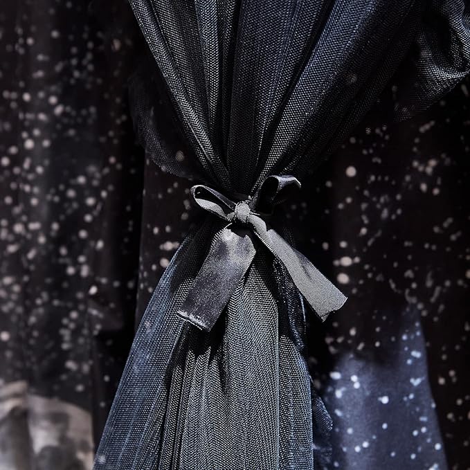 Kertnic Gorgeous Moon Printed Bed Canopy for Girls & Adults, Room Decorative Cozy Bed Curtain Canopy Drapes, Round Dome Luxurious Lace Princess Canopies Mosquito Netting (Print Moon)