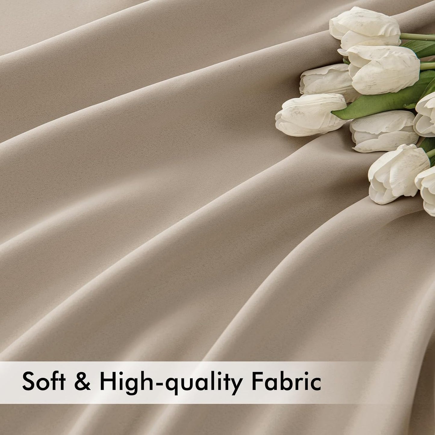 MIULEE Taupe Back Tab Blackout Curtains 90 Inches Long 2 Panels Set for Living Room Bedroom Privacy, Rod Pocket/Pinch Pleat Thermal Insulated Room Darkening Pleated Light Blocking Drapes