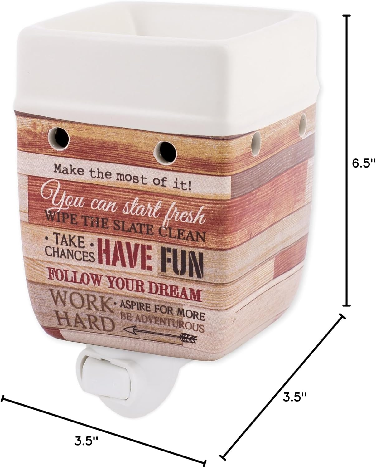 Elanze Designs Today Aspire Change The World Wood Look Stoneware Electric Plug-in Wax Tart Oil Warmer