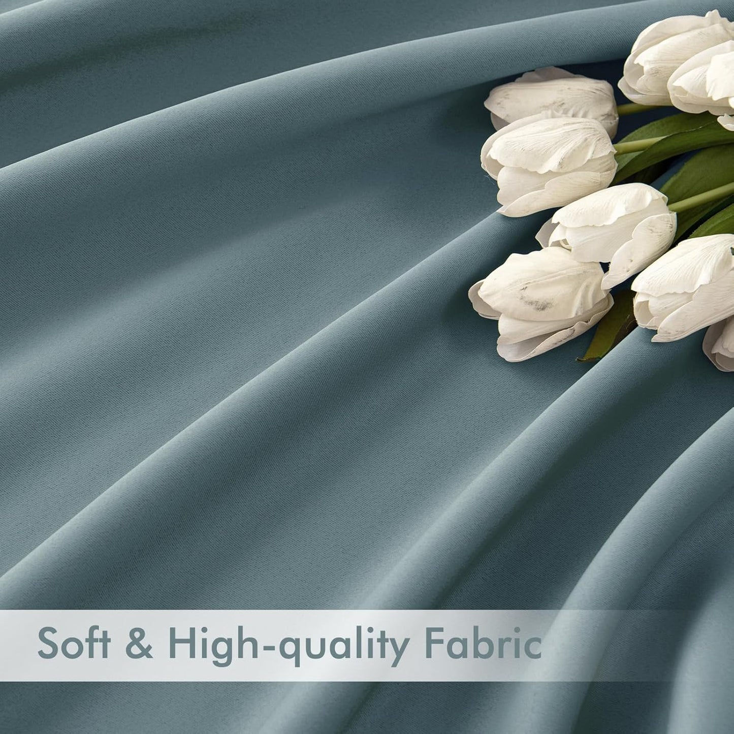 MIULEE Greyish Blue Back Tab Blackout Curtains 120 Inch Long 2 Panels Set for Bedroom, Rod Pocket/Pinch Pleated Extra Long Thermal Insulated Living Room Darkening Light Blocking 10FT Drapes