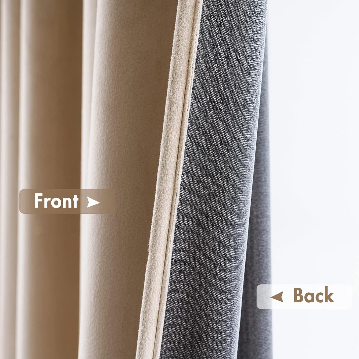 MIULEE Camel Beige Velvet Curtains Thermal Insulated Blackout Curtain Drapes for Bedroom Living Room Darkening 72 Inches Long Curtains Panels Rod Pocket Set of 2