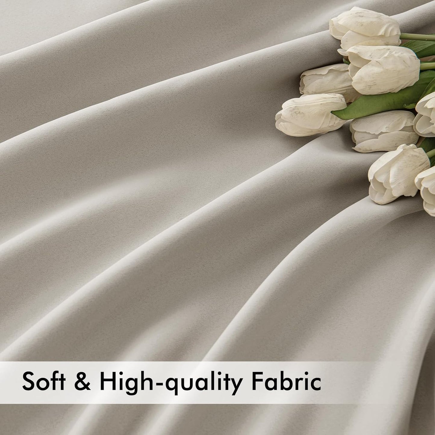 MIULEE Natural Back Tab Blackout Curtains 90 Inches Long 2 Panels Set for Living Room Bedroom Privacy, Rod Pocket/Pinch Pleat Thermal Insulated Room Darkening Pleated Light Blocking Drapes