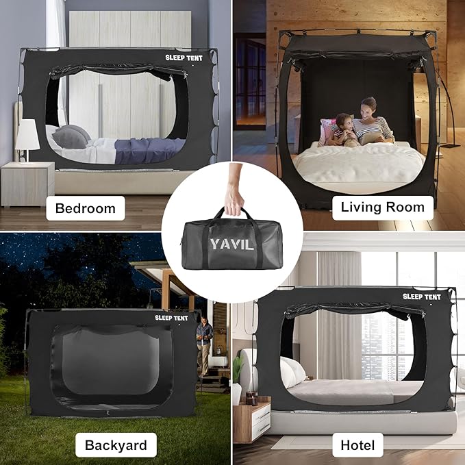 Bed Tent Canopy Bunk Twin Size for Adult and Kids Portable Dream Tent Indoor Sleeping Tents 98% Blackout,Breathable Privacy Space on Bed with Three Doors (Mattress Not Included)