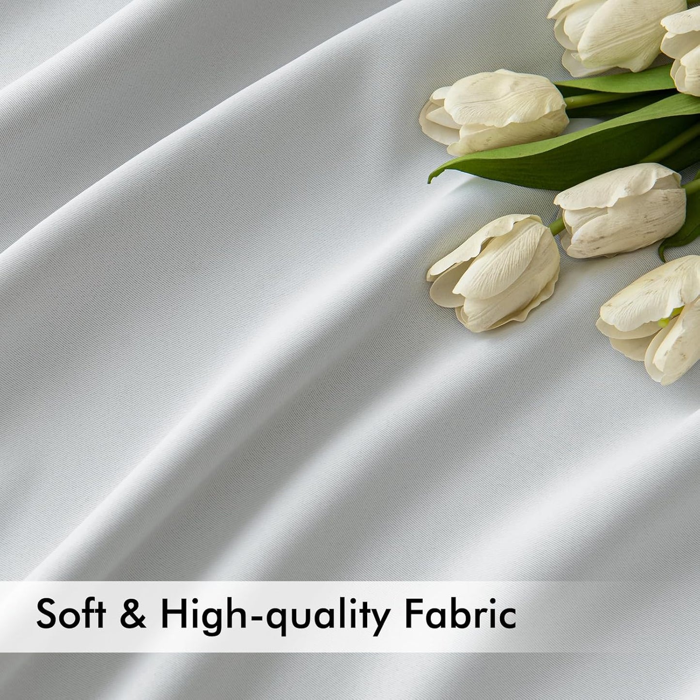 MIULEE Greyish White Back Tab Blackout Curtains 72 Inches Long 2 Panels Set for Living Room Bedroom Privacy, Rod Pocket/Pinch Pleat Thermal Insulated Room Darkening Pleated Light Blocking Drapes