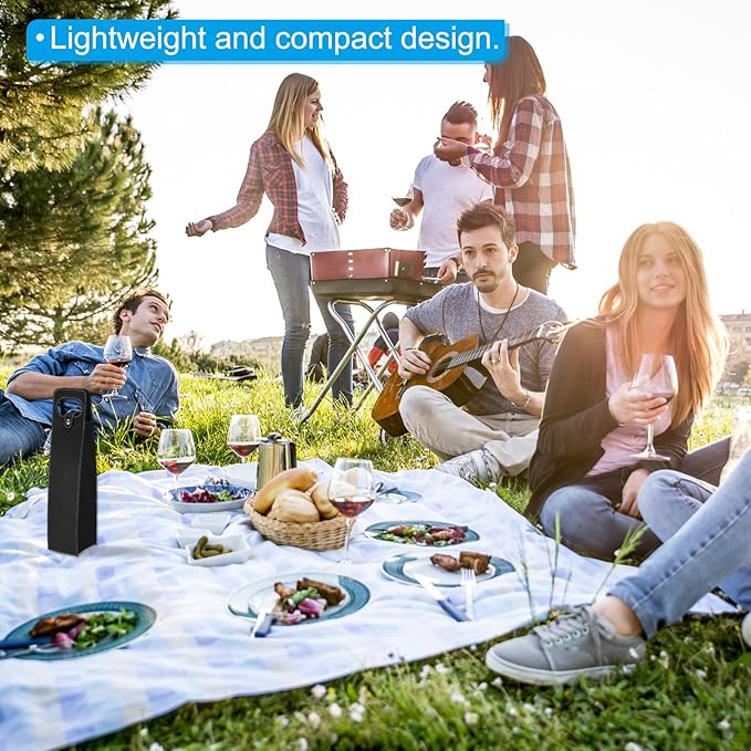 PATIKIL Wine Gift Bag, 2 Pack Wine Bag Reusable Leather Wine Tote Carrier for Wine Bottles Portable Champagne Gift Bags for Picnic Party Wedding, Black