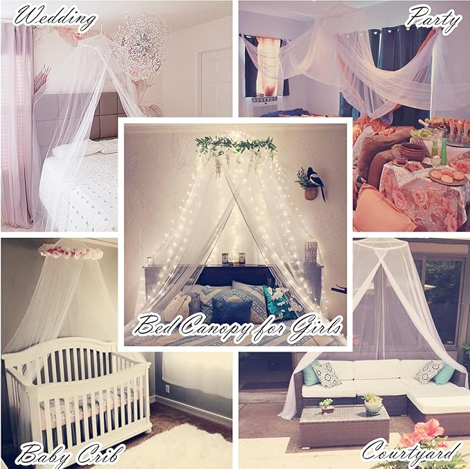 Eimilaly Bed Canopy Mosquito Net, Bed Canopy for Girls Room Decor - Insect Protection Hanging Canopy for Adults, Babies, Outdoor Camping, Blue/Single Door