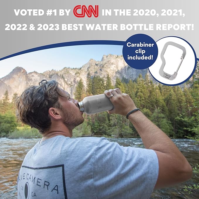 Healthy Human Stainless Steel Water Bottle | Double Walled Vacuum Insulated Water Thermos for Adults | Eco-Friendly Travel Bottles with Leak Proof Lid (Pure White, 32 oz/ 946 ML)