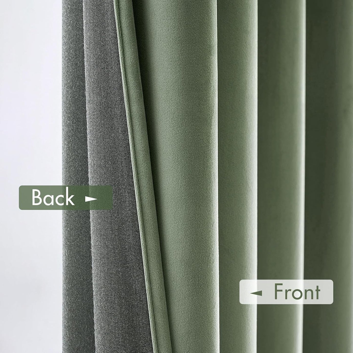 MIULEE Velvet Curtains Sage Green Thermal Insulated Blackout Curtain Drapes for Bedroom Living Room Darkening 84 Inches Long Curtains Panels Rod Pocket Set of 2