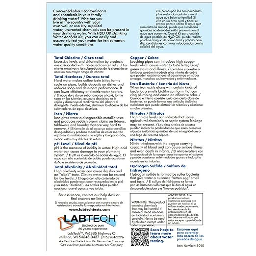 Mosser Lee LT5010-6 LabTech LT5010 H2O OK Drinking Water Analysis Kit
