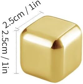 ShanSon Wine Chillers Metal Ice Cube 8 PCS Stainless Steel Whiskey Stones Reusable Whiskey Rocks Beverage Chilling Stones for Scotch and Bourbon Drinking Gifts Set for Men Dad Husband,Gold