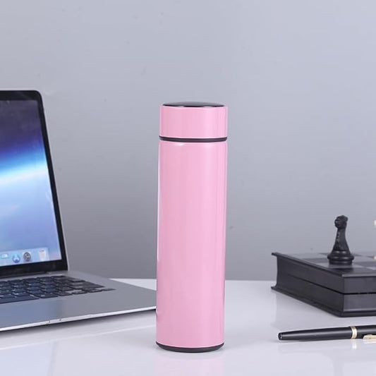 Smart Stainless Steel Water Bottle with LED Temperature Display, 16oz (480ml), Double Wall, Reusable Tumbler (Pink)
