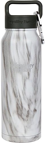 Healthy Human Stainless Steel Water Bottle | Double Walled Vacuum Insulated Water Thermos for Adults | Eco-Friendly Travel Bottles with Leak Proof Lid (Stone White, 21 oz/ 621 ML)