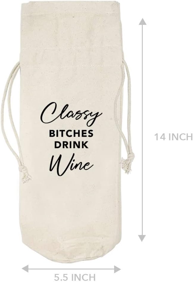 Andaz Press Mothers Day Wine Bag, Classy Bitches Drink Wine, Mothers Day Wine Bottle Cover, Mother's Day Gifts, Canvas Wine Gift Bag Champagne Bottle Bag Wine Bags For Wine Bottles Gifts 1-Pack