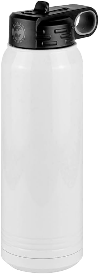 Hockey Mom Water Bottle, Messy Bun, White 30 oz Polar Camel with Straw Lid, Stainless Steel, Vacuum Insulated