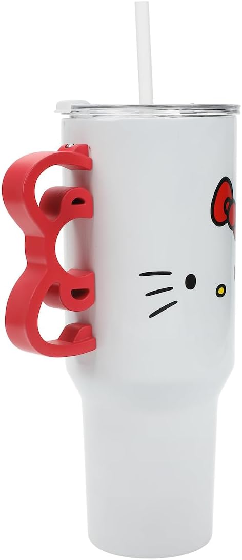 Hello Kitty 40 Oz Stainless Steel Tumbler With Sculpted Bow Handle
