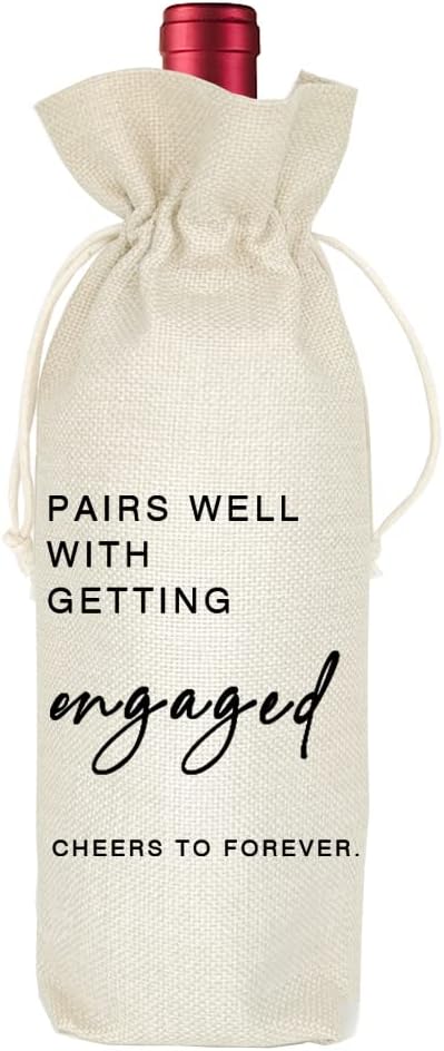Socive Engagement Wine Bag, Pairs well with Engagements, Bride Gift, Engaged Gift for Couples, Gift for her, Engagement Party Decorations - Engaged Gift