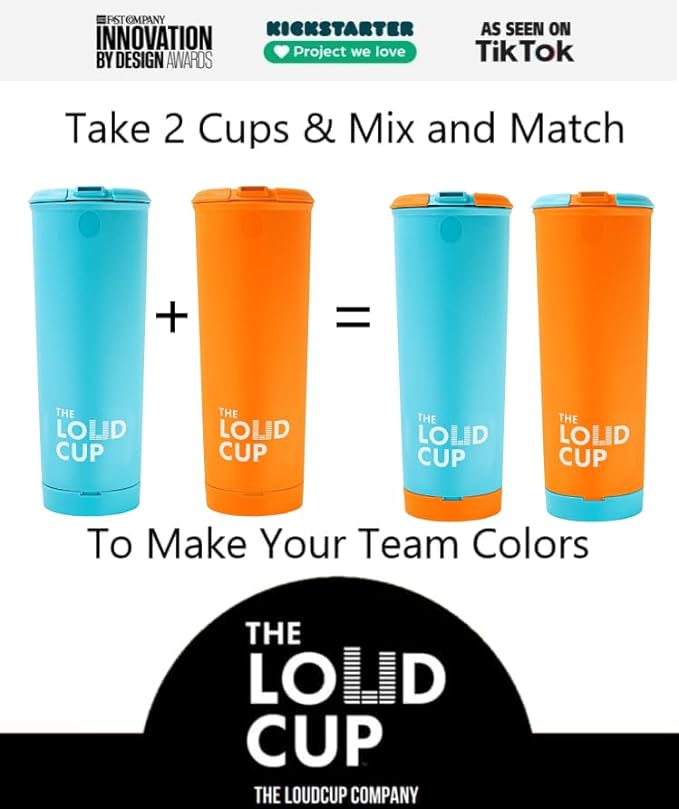 The LoudCup 20 oz Tumbler + Integrated Stadium Horn (Bluejay Blue) - Reusable Water Bottle for Sports Fans - Worlds Loudest Cup for Noisy Fans on Game Day & Tailgating